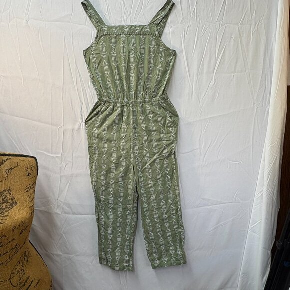Cat and Jack Romper preteen Large 10/12, sage with Amazonian designs - Picture 5 of 14